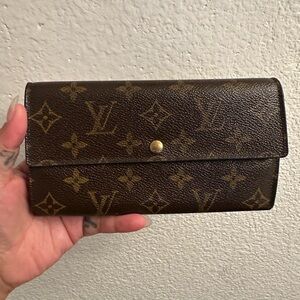 Louis Vuitton Brown Monogram Continental Wallet with Gold Snap